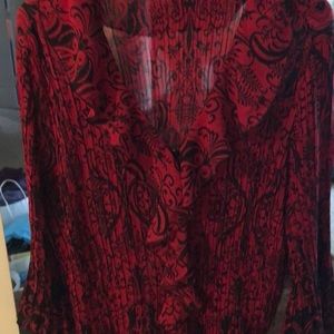 Red and black blouse from Cato.